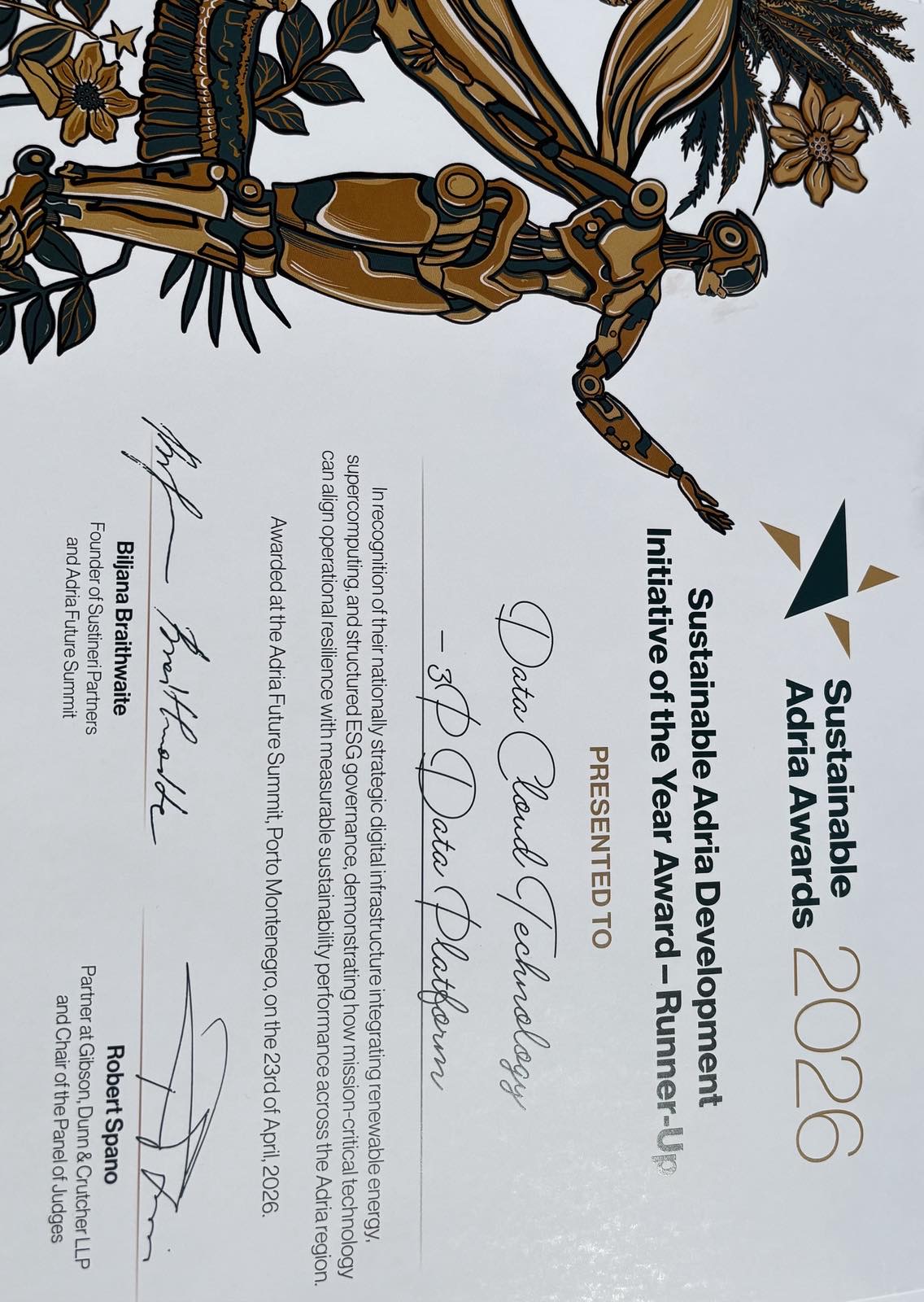 Priznanje Sustainable Adria Development Initiative of the Year Award - Runner-Up